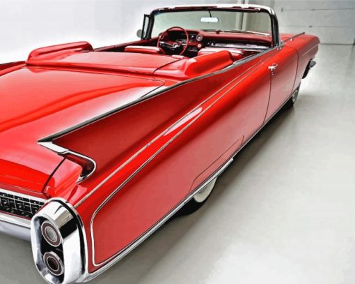 Red Classic Cadillacs Car Diamond Paintings