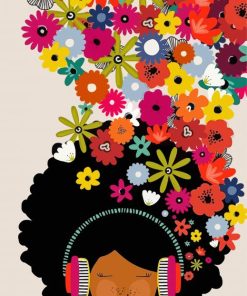 African Woman With Flowers Diamond Paintings