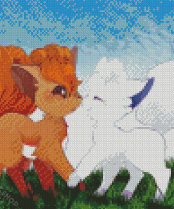 Alolan Vulpix And Vulpix Pokemon Diamond Paintings