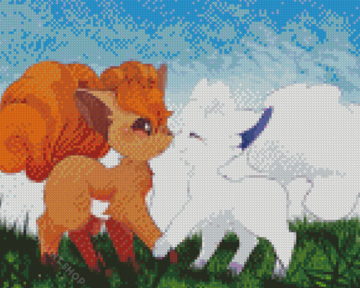 Alolan Vulpix And Vulpix Pokemon Diamond Paintings