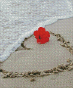 Beach Heart And Flower Diamond Paintings