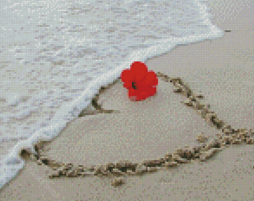 Beach Heart And Flower Diamond Paintings