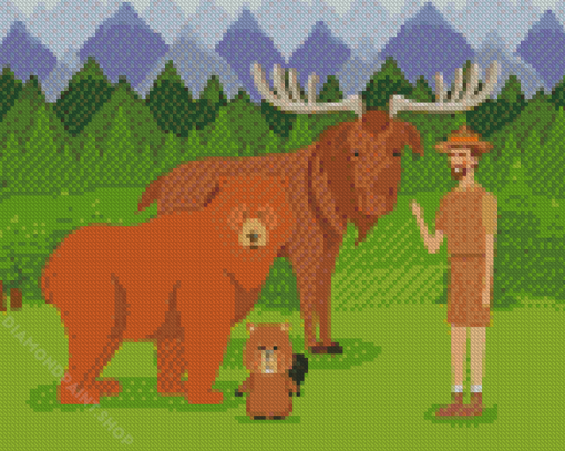 Bear And Moose Diamond Paintings