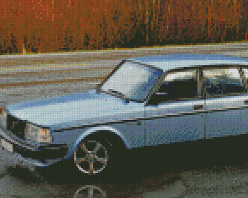 Blue Volvo 240 Saloon Car Diamond Paintings