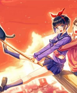 Broom Flying Anime Diamond Paintings