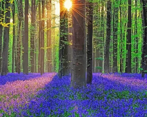 Forest With Bluebells Diamond Painting