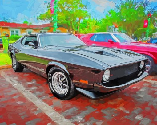 Grey 72 Mustang Car Art Diamond Paintings