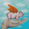 Pig With Wings On Hand Diamond Paintings