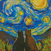 Starry Night Black Cats Diamond Paintings