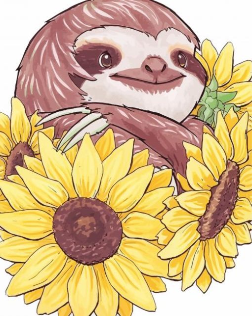 Sunflowers And Sloth Art Diamond Paintings