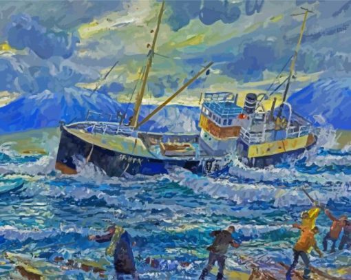 Trawler In Stom Diamond Paintings