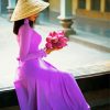 Vietnamese Girl Purple In Ao Dai Diamond Paintings