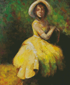 Abstract Girl In Yellow Dress Diamond Paintings