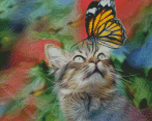 Aesthetic Butterfly On Cat Diamond Paintings