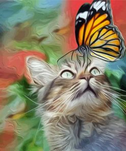 Aesthetic Butterfly On Cat Diamond Paintings