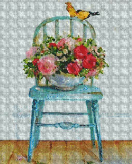 Aesthetic Flowers On Chair Diamond Paintings