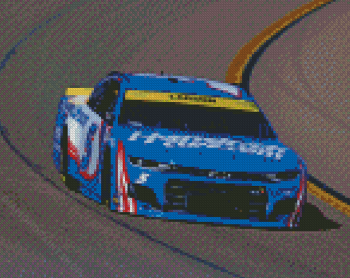 Blue Kyle Larson Car Racing Diamond Paintings