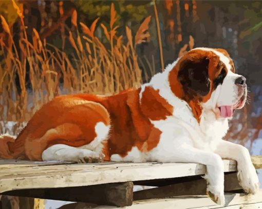 Brown St Bernard Dog Diamond Paintings