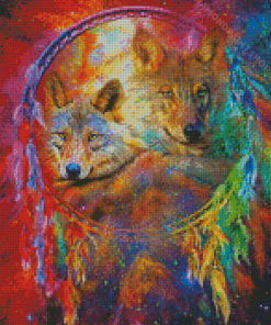 Galaxy Wolf Dream Catcher Diamond Paintings