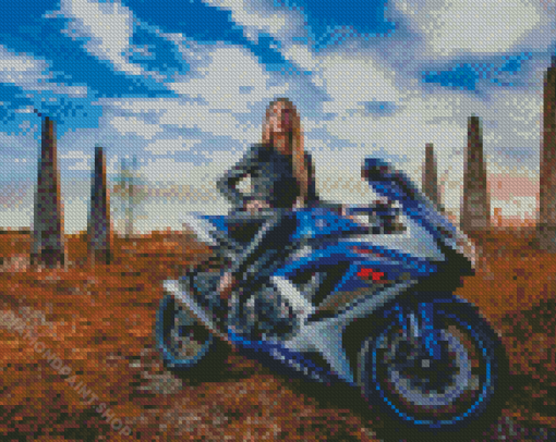 Suzuki Blue Race Bike Diamond Paintings