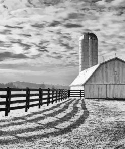 Black And White Barn Art Diamond Paintings