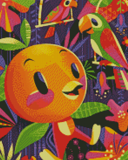 Disney Orange Bird And Parrots Diamond Paintings