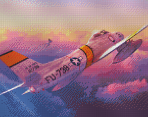 F86 Sabre Jet Fighter At Sunset Diamond Paintings