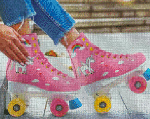 Pink Rollerblades Diamond Paintings