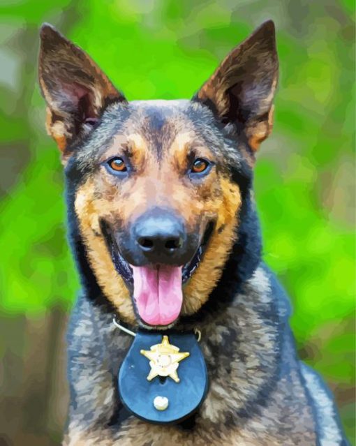 Police Dog Face Diamond Paintings