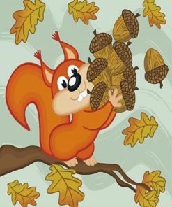 Squirrel Gather Acorns Diamond Paintings