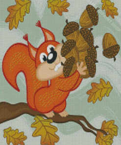 Squirrel Gather Acorns Diamond Paintings