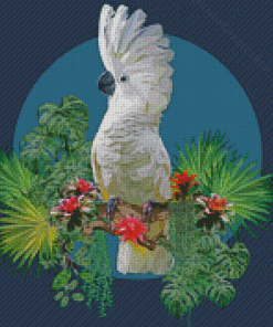 Umbrella Cockatoo And Plants Diamond Paintings