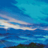 Blue Landscape Sunset Diamond Paintings