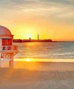 Cadiz Pier At Sunset Diamond Paintings