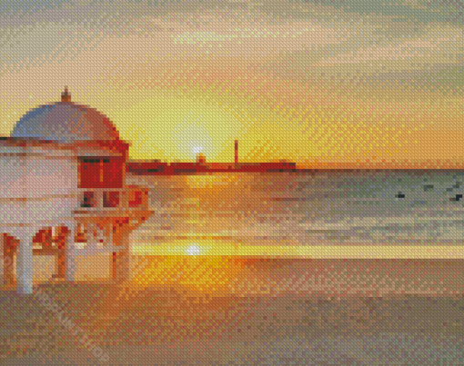 Cadiz Pier At Sunset Diamond Paintings