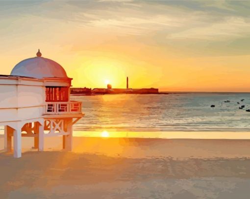 Cadiz Pier At Sunset Diamond Paintings