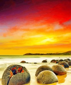 Moeraki Boulders New Zealand Diamond Paintings