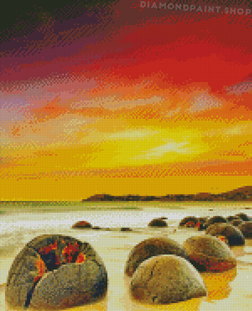 Moeraki Boulders New Zealand Diamond Paintings