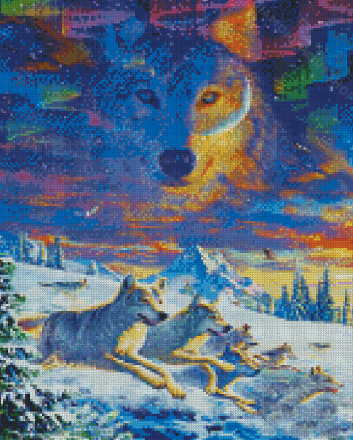 Moonlight Wolf Pack Diamond Paintings