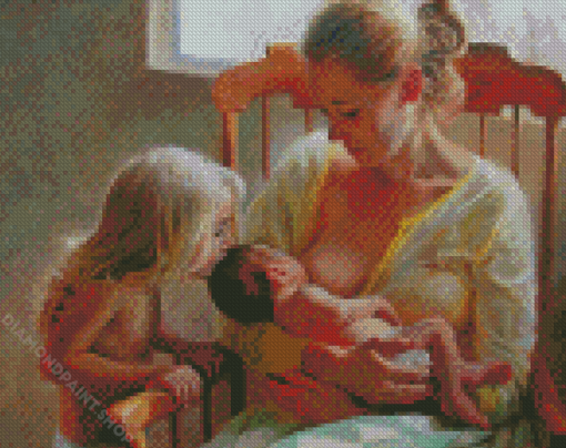 Mother Breast Feeding Baby Diamond Paintings