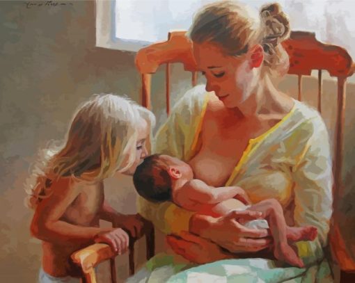 Mother Breast Feeding Baby Diamond Paintings