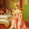 Vintage Lady Having Tea Diamond Paintings