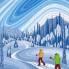 Abstract Nordic Skiing Diamond Paintings