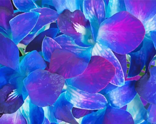 Blue Purple Orchids Diamond Paintings