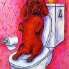 Brown Dog In Toilet Art Diamond Paintings