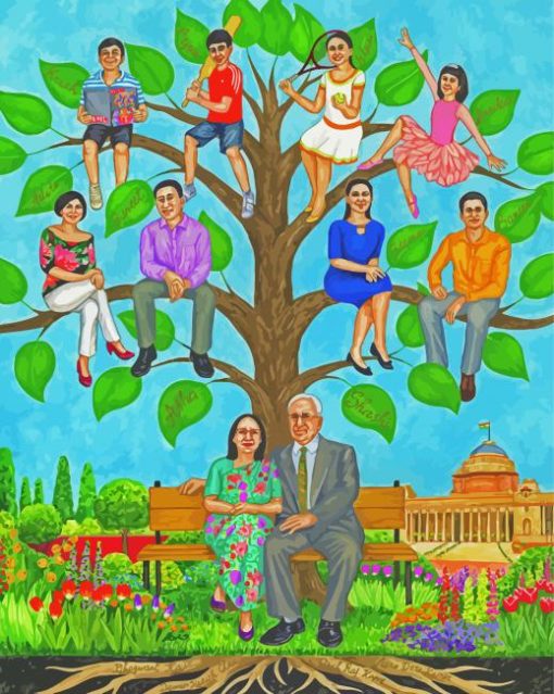 Family Tree Illustration Diamond Paintings