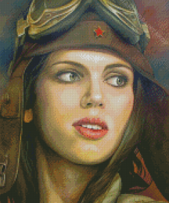 Female Pilot Face Diamond Piantings