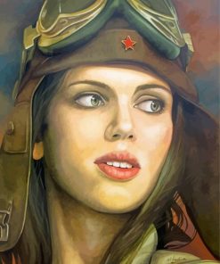 Female Pilot Face Diamond Piantings