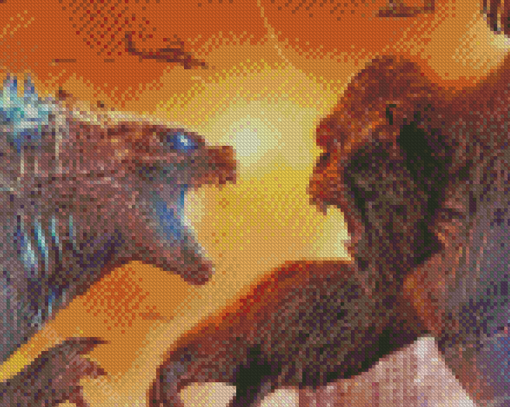 Godzilla And Gorilla Diamond Paintings