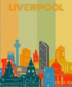 Liverpool Skyline Poster Illustration Diamond Paintings